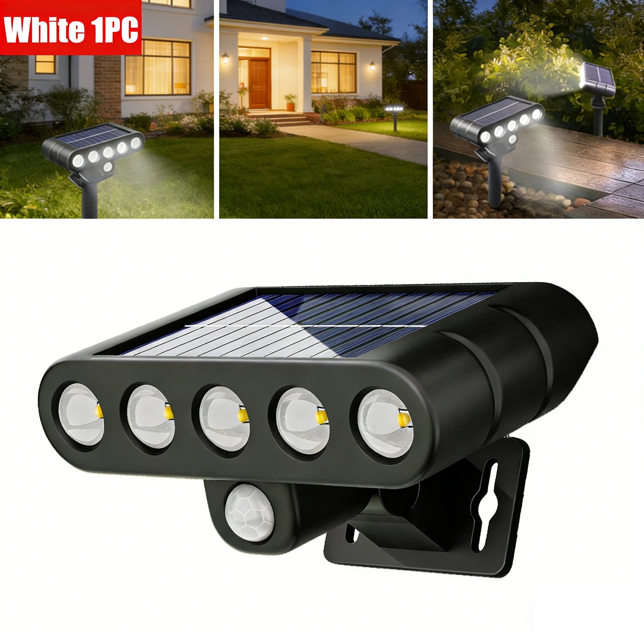 1 5LED Solar Wall Lawn Light Dual Use Outdoor Landscape Lamp IP65 Zpaxo White