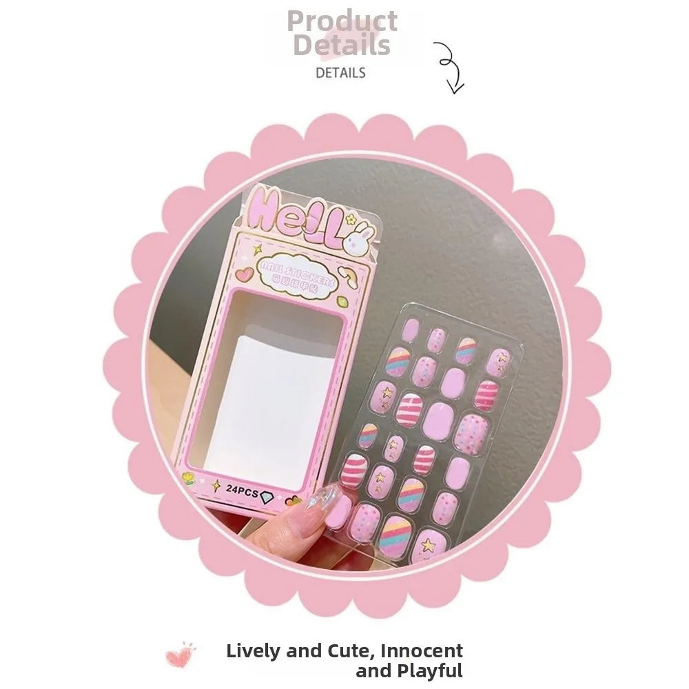 Cartoon Children Wearing Nails Cute Detachable Long Nail Sticker Zpaxo