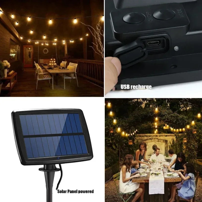 Solar String Lights Bulbs Outdoor Wedding Christmas Decoration Garden Zpaxo