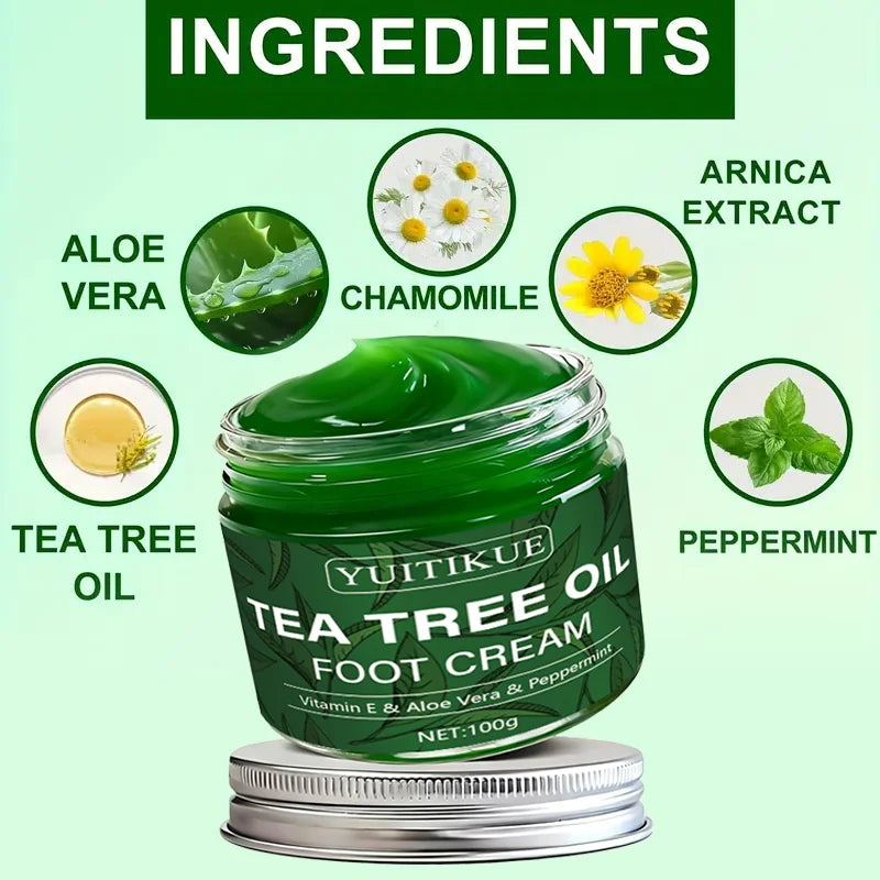 YUITIKUE Tea Tree Oil Foot Cream 100g | Vitamin E & Aloe Foot Cream Zpaxo