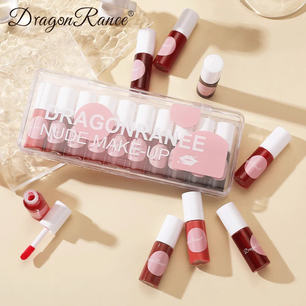 Mirror Finish Lip Dye Lip Gloss Set of 10, Easy to Apply, Moisturizing, Shiny Lip Gloss, Glass Lip Effect, Non-Stick Cup, Non-Fading Lip Gloss, Fine Shimmer, Pearlescent, Glitter Lip Gloss, Mirror Lipstick, 10-Color Set Box, Zpaxo