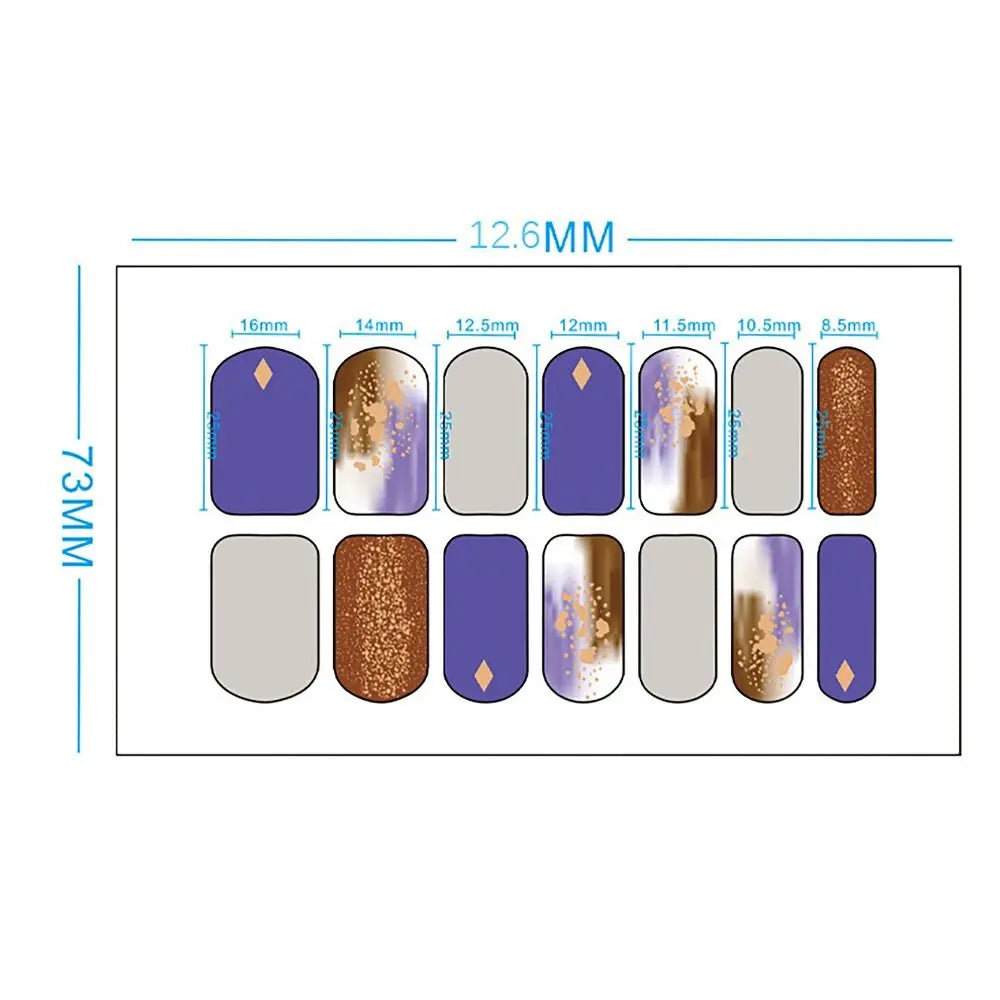 14Strips Gel Nail Stickers Full Cover Floristic Nail Art Stickers Semi Cured Gel Nail Polish Strips DIY Nail Art Making Zpaxo