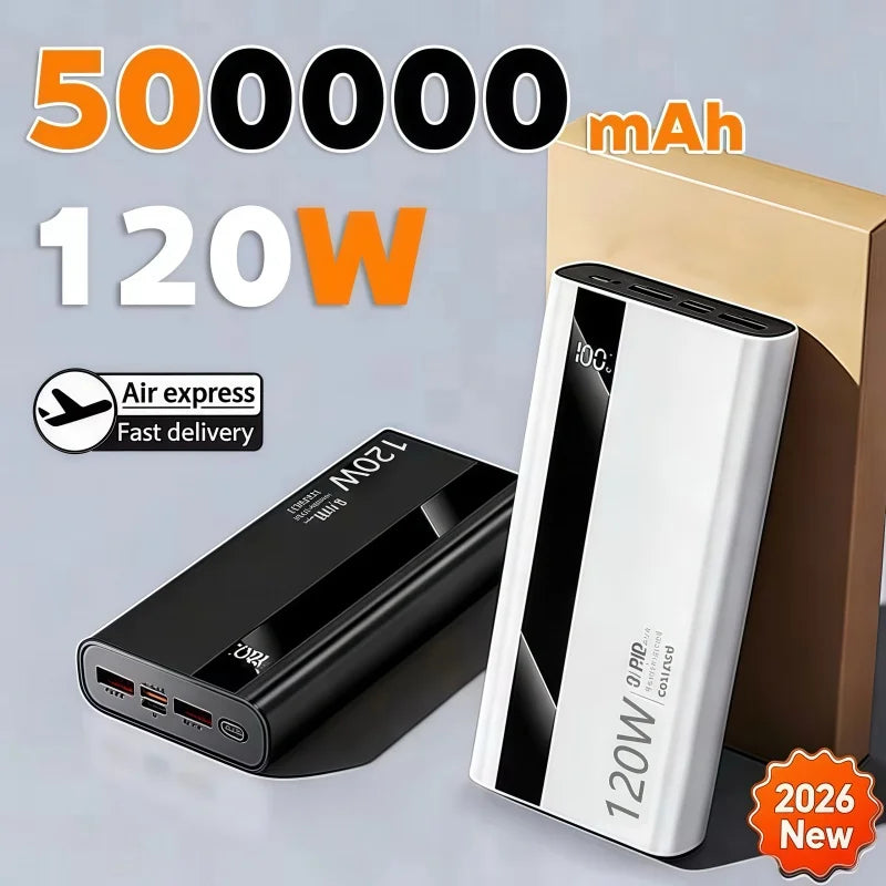 120W 500000mAh Power Bank High Capacity Super Fast Charging Power Bank Portable Battery Charger For Huawei iPhone Samsung Xiaomi Zpaxo