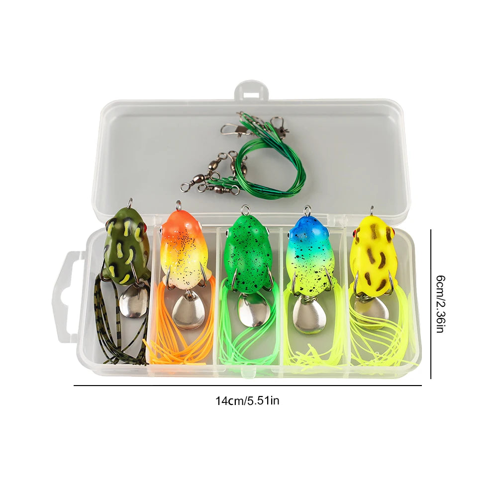 Artificial Frog Lure Double Hooks Soft Ray Swimbait Spoon Fishing