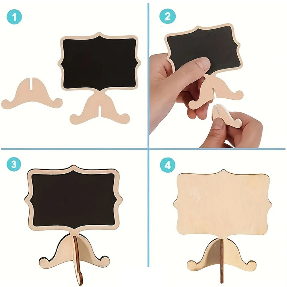 10Pcs Chalkboard Labels With Easel Mini Chalkboard Signs Wooden Chalkboards for Weddings Birthday Message Zpaxo