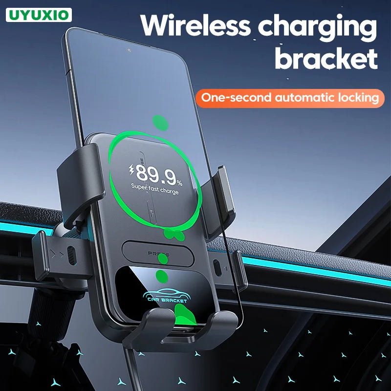 UYUXIO Wireless Car Charger Fast Charging Manual Clamping Air Vent
