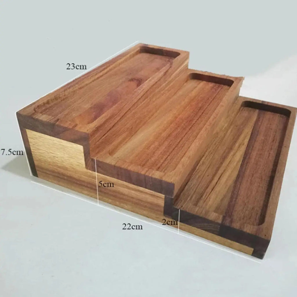 3 Bamboo Tier Spice Rack Wood Step Shelf Pantry Cabinet Seasonings Zpaxo
