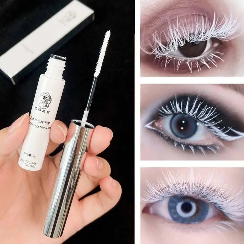 White Mascara Waterproof Long-wearing Fast Drying Curling Volume Eyelashes Extension Eyebrow Dye Tint Christmas Stage Makeup COS Zpaxo