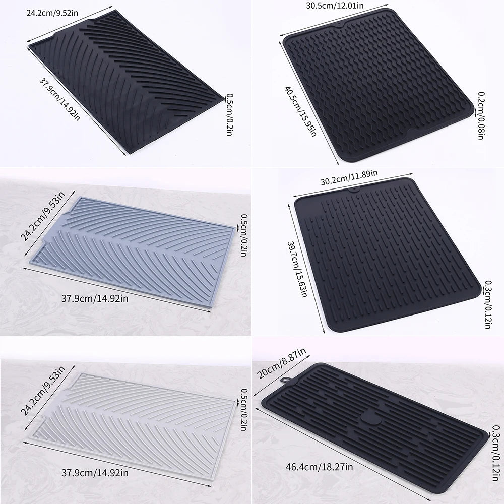 Silicone Drain Mat Board Bowl Dish Drying Mat Sink Drainer Large Heat Resistant Table Trivet Kitchen Counter Accessories Zpaxo