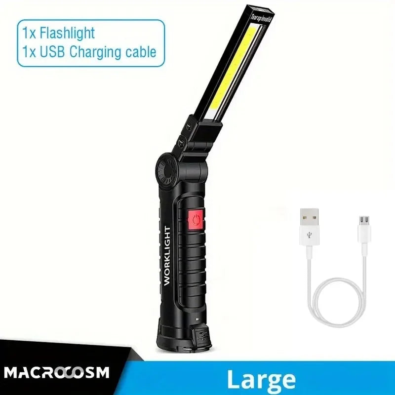 USB Rechargeable LED Work Light – Magnetic, Hook & 5 Modes