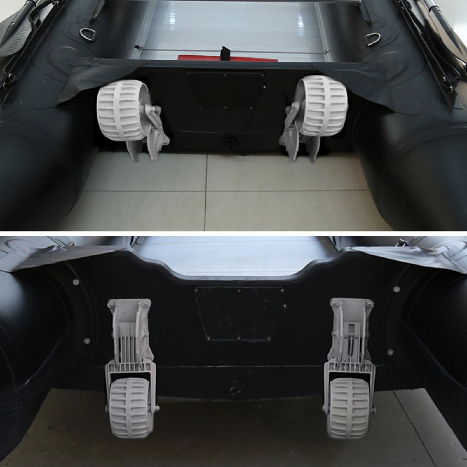 Flip Up Retractable Dinghy Wheels Easy Mount Inflatable Boat