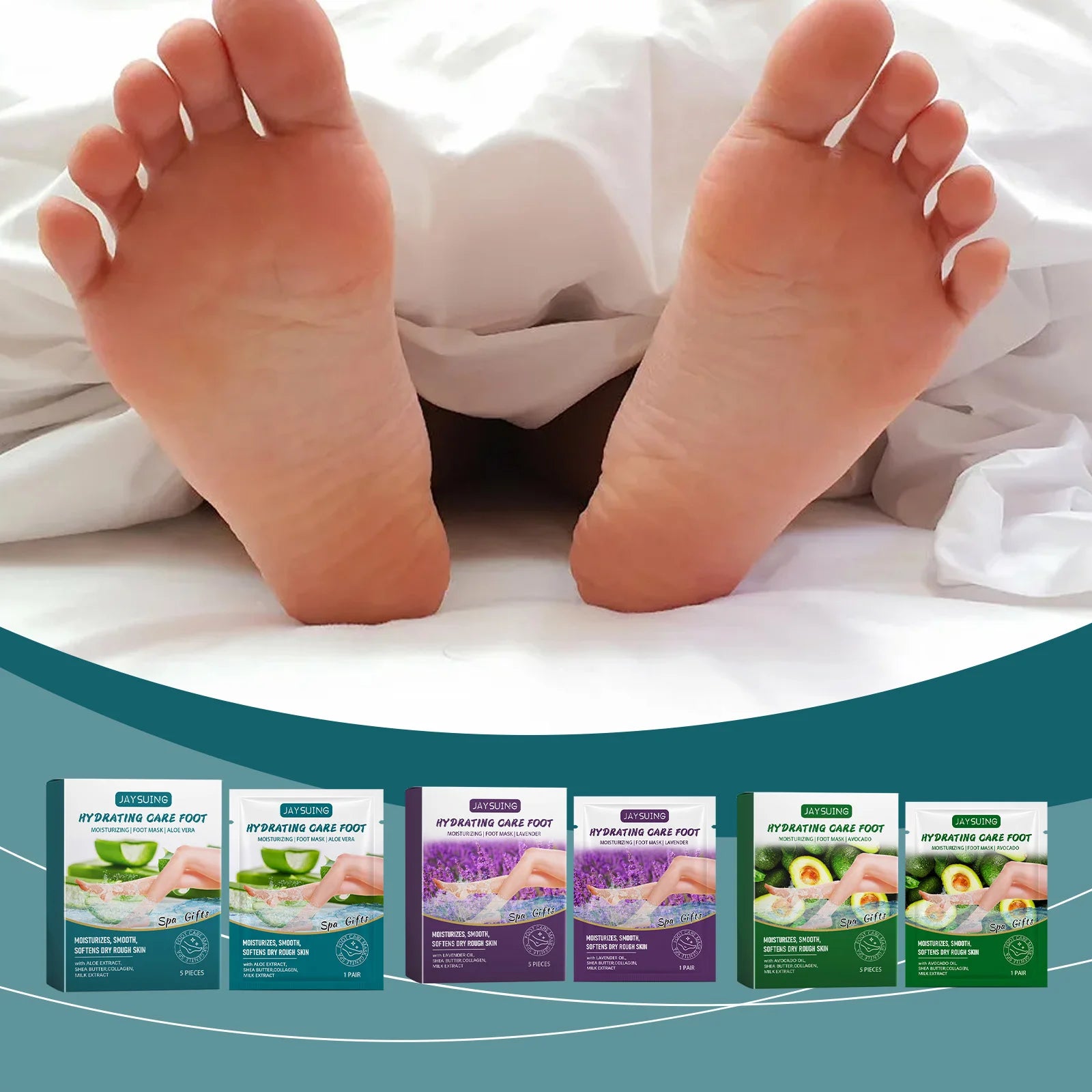 Jaysuing Exfoliating Foot Mask – Remove Dead Skin & Moisturize (5pcs) Foot Peel Mask Zpaxo