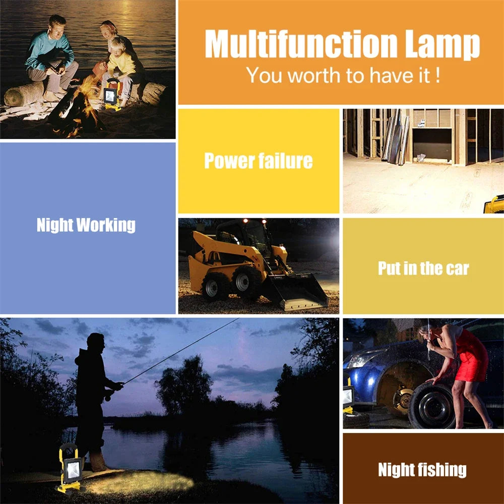 30W LED Rechargeable Floodlight – IP65 Waterproof Work Lamp
