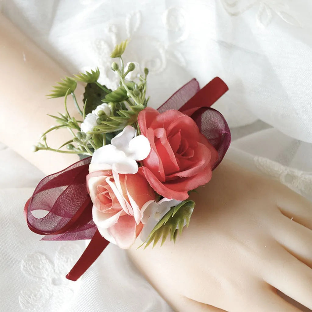 Artificial Fabric Corsage & Wrist Flower | Satin Ribbon Wedding