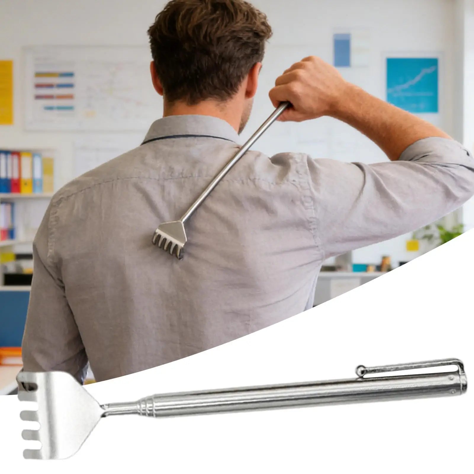 Extendable Telescopic Stainless Steel Back Scratcher & Massager Back Scratcher Zpaxo