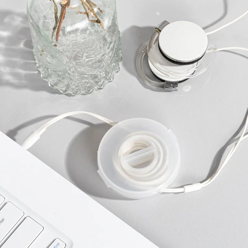 3pcs Rotatable Transparent Round Wire Winder Box Cable Management Retractable Cord Organizer Portable USB Charger Earphones Cord Zpaxo