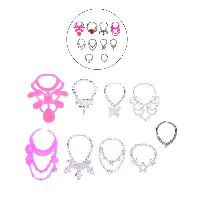 Doll Toy Accessory Electroplated Crown Necklace Ear Studs Bracelets Zpaxo A3