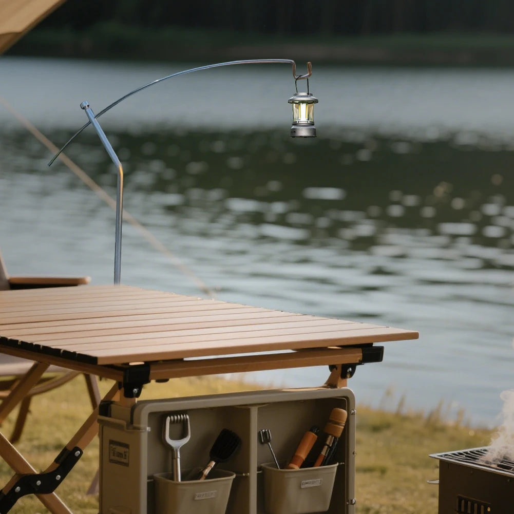 Aluminium Alloy Camping IGT Lamp Hanger Rack Detachable Lantern Stand Outdoor Portable Light Hanging Pole's Curved Lamp Holder Zpaxo