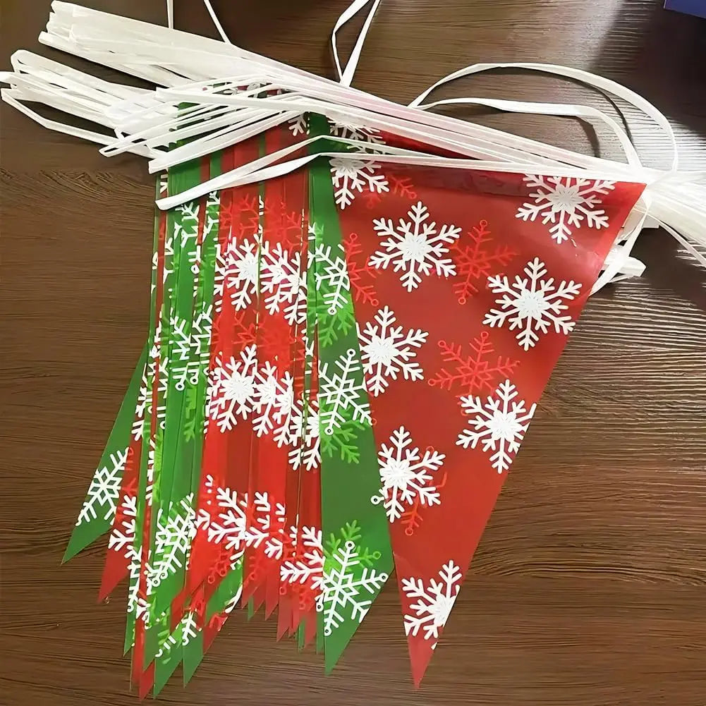 Christmas Snowflake Triangle Bunting Banner Winter Party Decorations