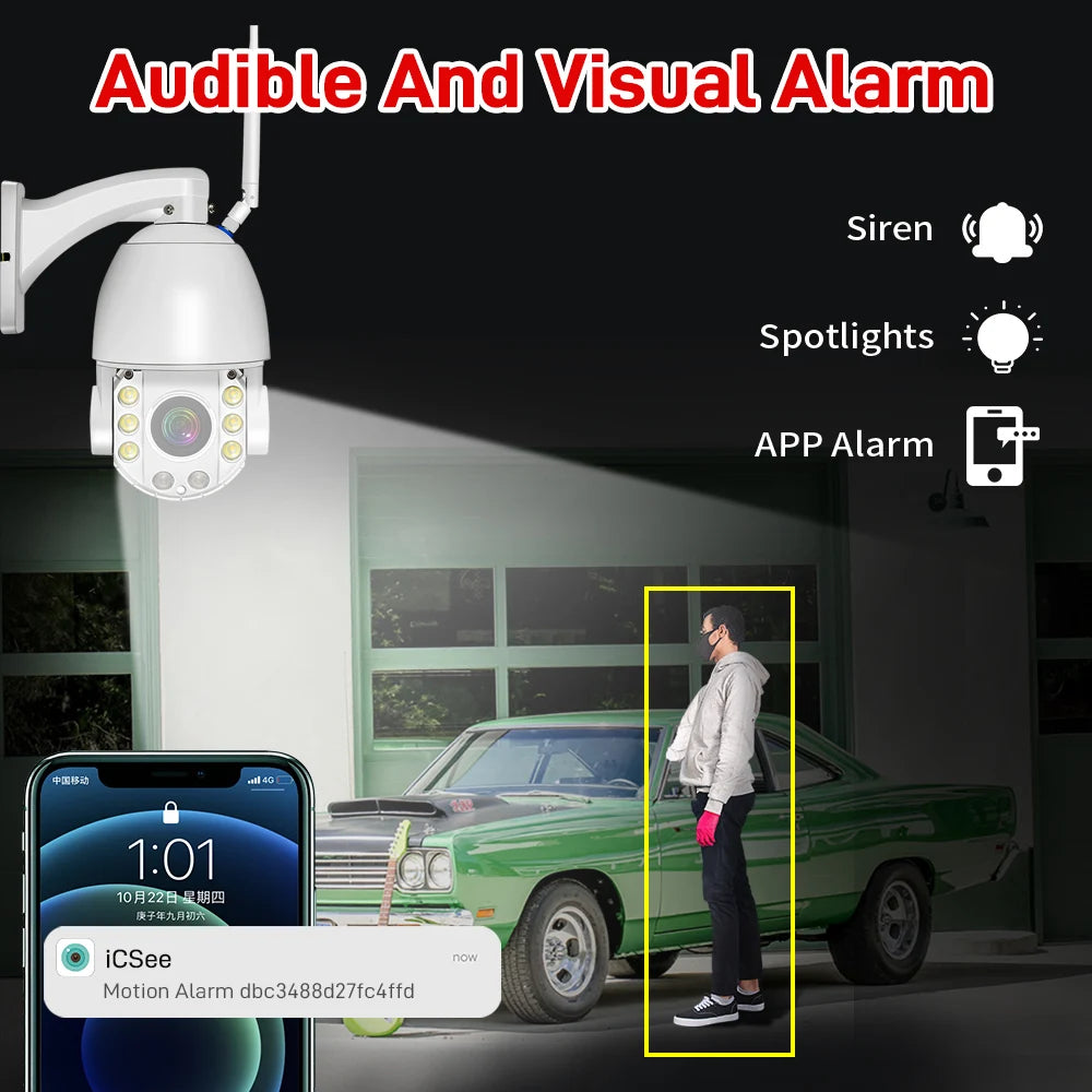 4K 8MP WiFi Security Camera Outdoor 50X Zoom 120M IR Distance PTZ Video IP Cam Auto Tracking Metal Shell Waterproof Surveillance Zpaxo