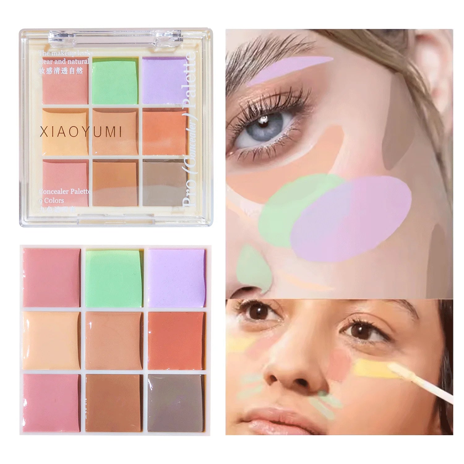 9-color Concealer palette - Full coverage - corrects spots, prevents sweating, acne, dark circles, and facilitates touch-ups Zpaxo