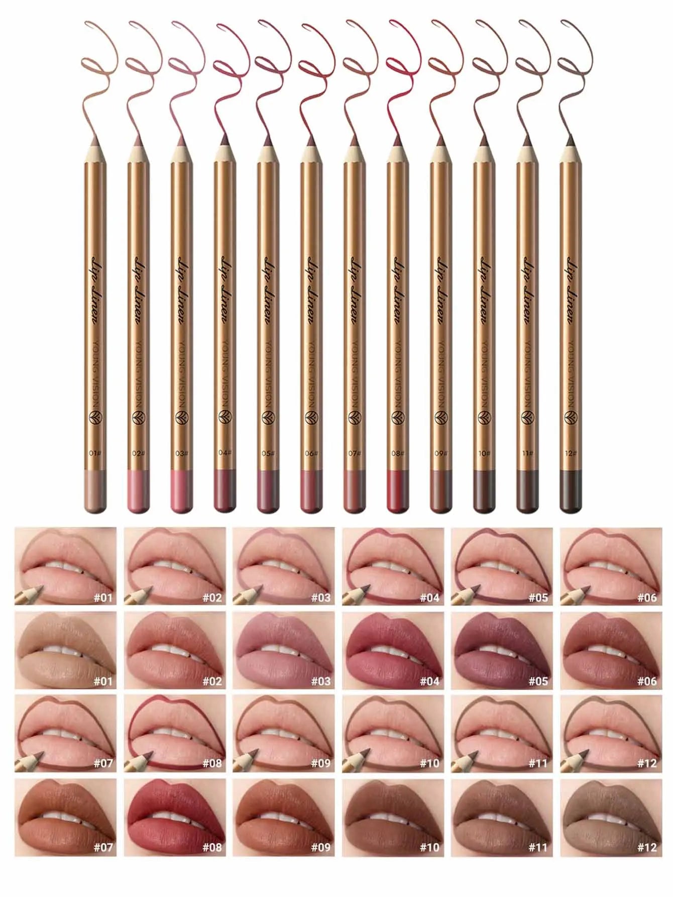 Waterproof Matte Lip Liner and Lipstick Pencil Set Long-Lasting Non-Fading Smudge-Proof Tip Lip Pencil for Precise Application Zpaxo