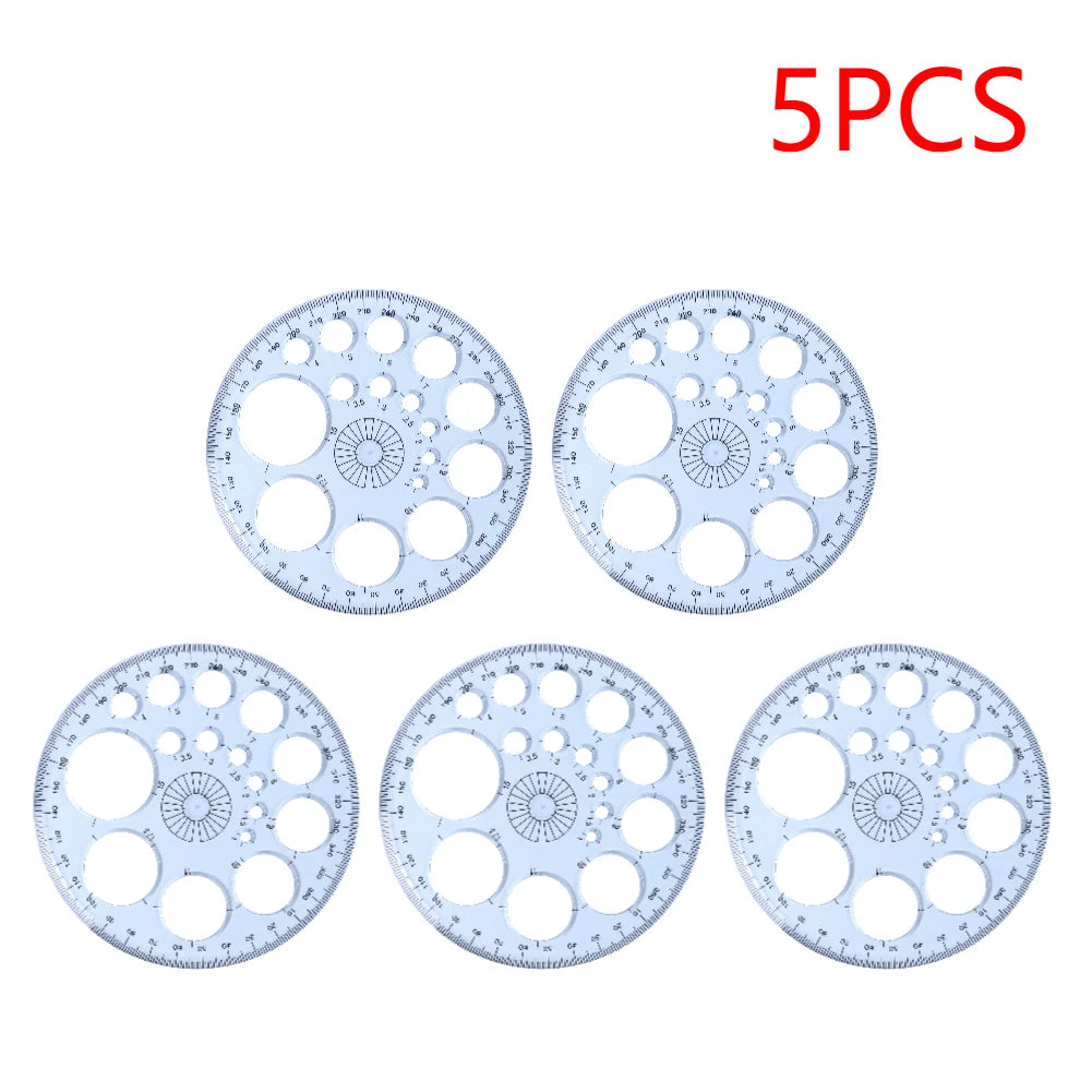 Multifunction Geometric Template Plastic Measuring Ruler Circles Zpaxo 5pcs