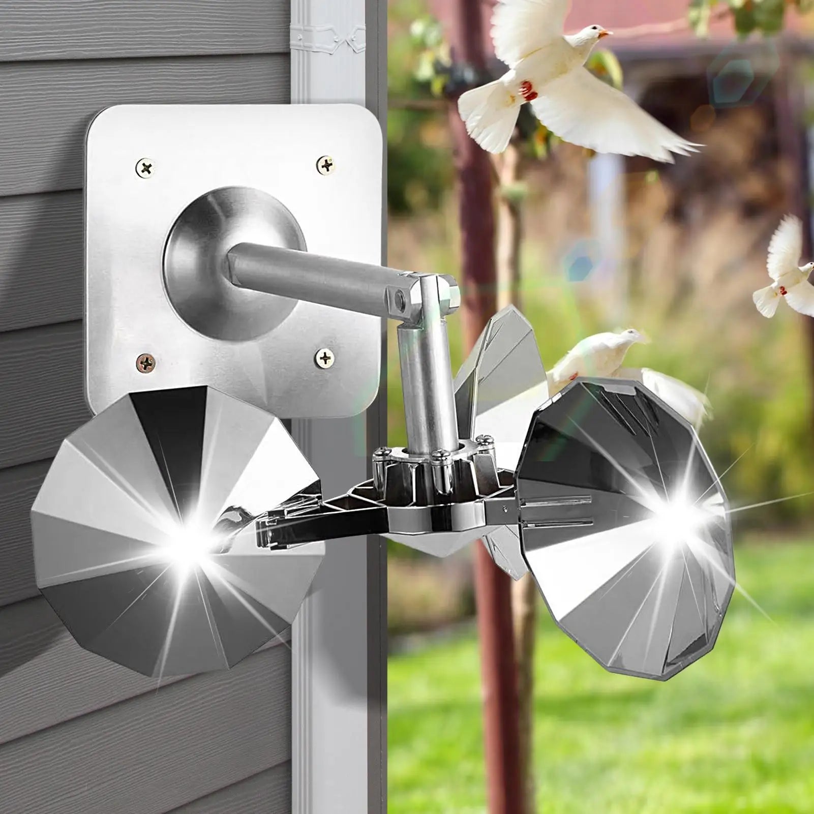 Reflective Bird Spinner Bird Scare Wind Spinner For Garden Rotating Wind Sculpture Outdoor Pigeon Control For Home Yard Fields Zpaxo