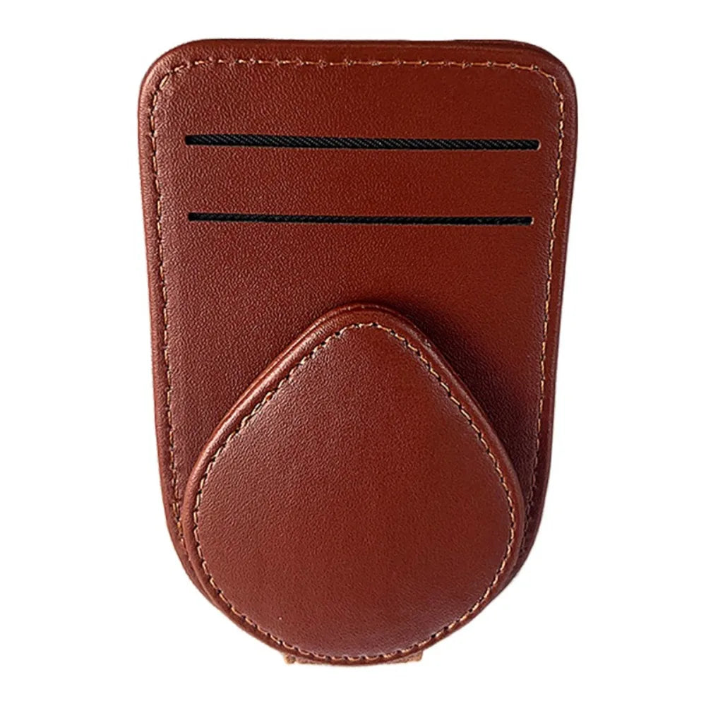 PU Leather Car Sunglasses Holder Universal Multifunctional Sun Visor Zpaxo Brown