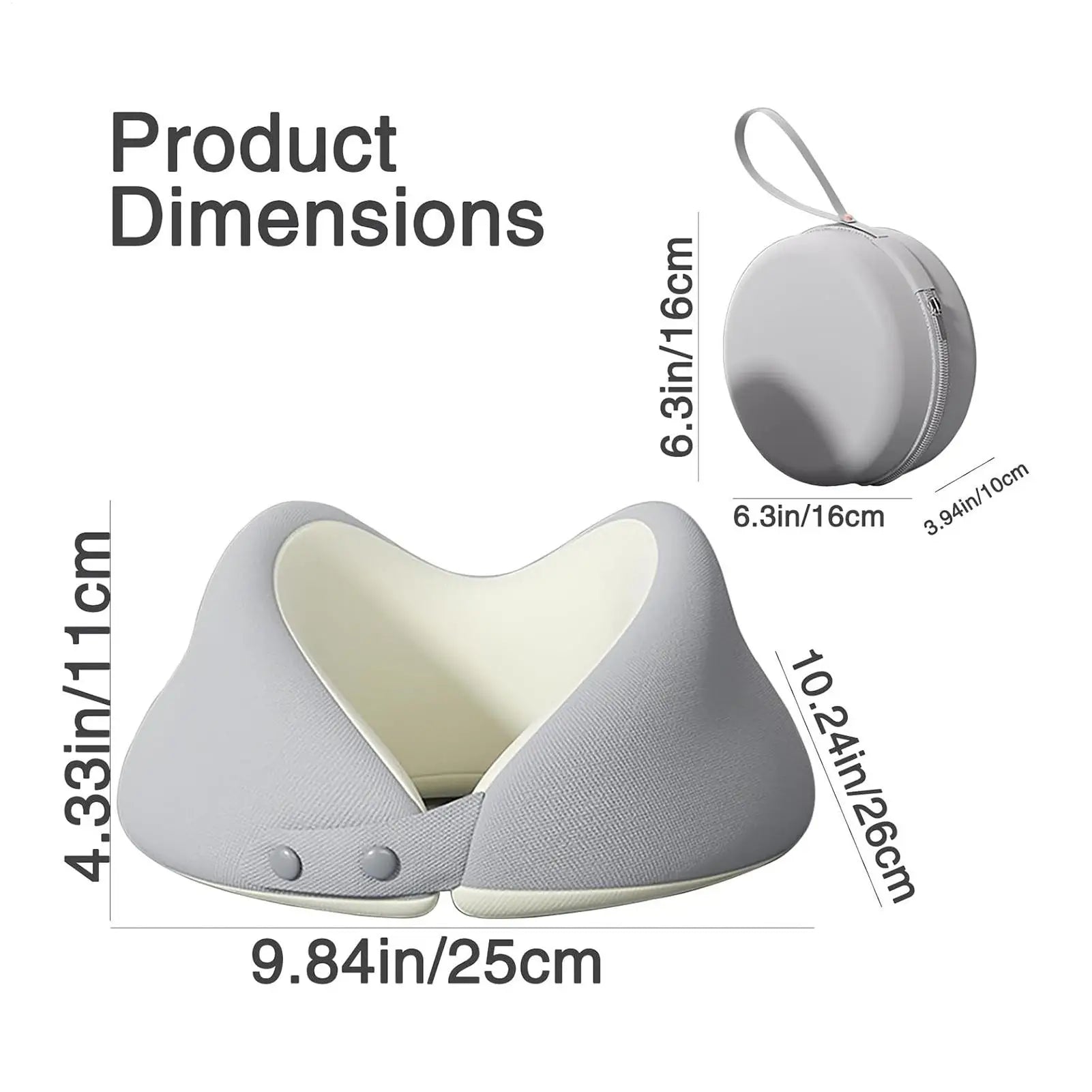Travel Neck Pillow Ergonomic Portable Adjustable Plane Storage Case