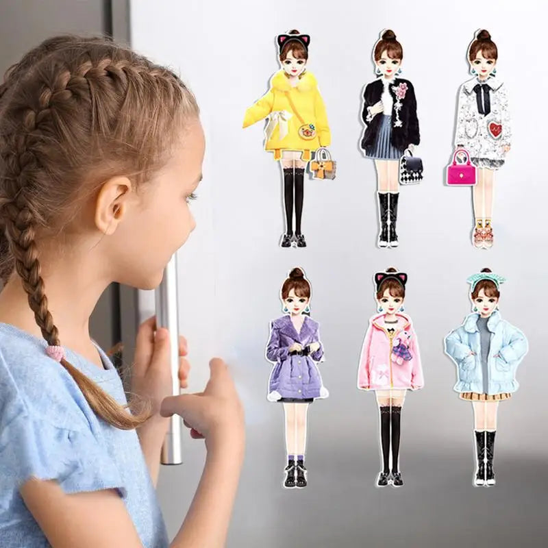 Magnetic Princess Paper Dolls Cutouts Pretend Play Outfit Magnet Clothes Puzzles Creative Fashion Dress Up For Birthday gifts Zpaxo