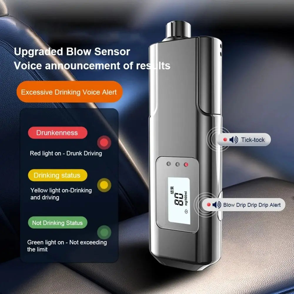 LED Digital Display Breathalyzer Analyzer Accuracy Non-Touching LED Screen Digital Breathalyzer Durable Anti-slip Zpaxo