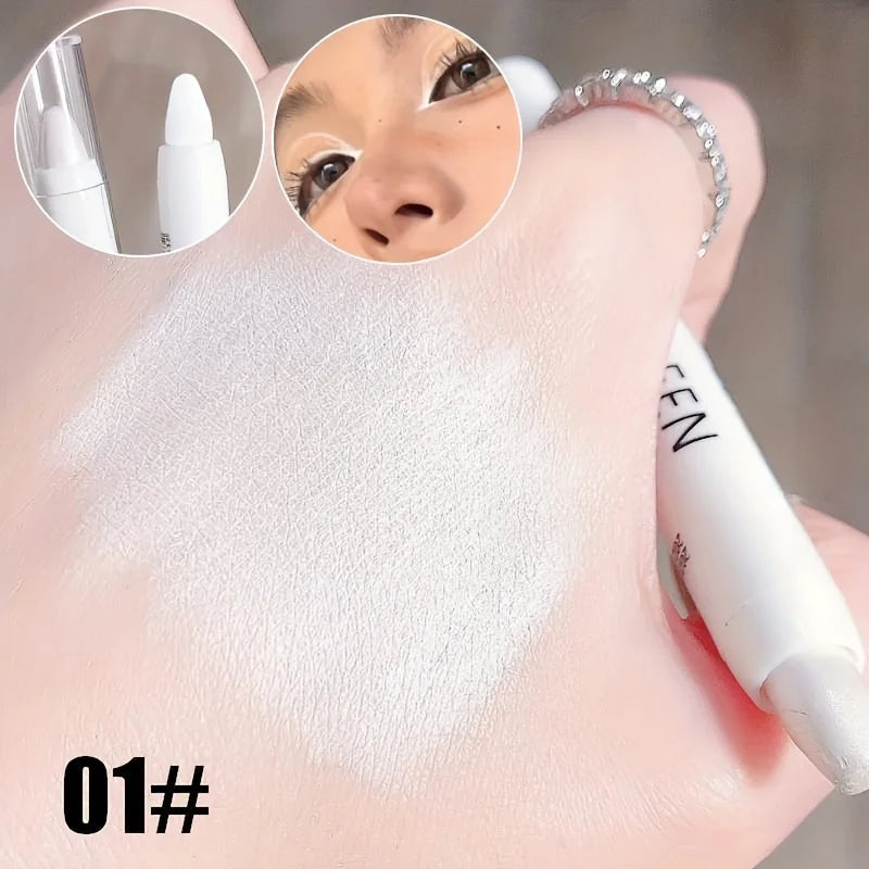 1PC Glitter Highlighter Pen Pearlescent Matte White Silvery Brighten Eyeshadow Stick Shiny Eye Face Makeup Zpaxo 01