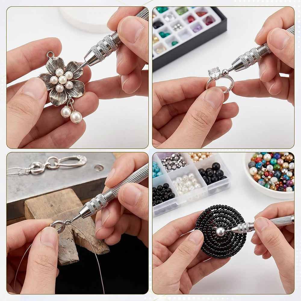 Pin Vise Hand Drill for Resin Casting Molds Single Head Hand Twisted Drill with 10Pcs Drill Bits (0.8-3 mm) for Jewelry Making Zpaxo