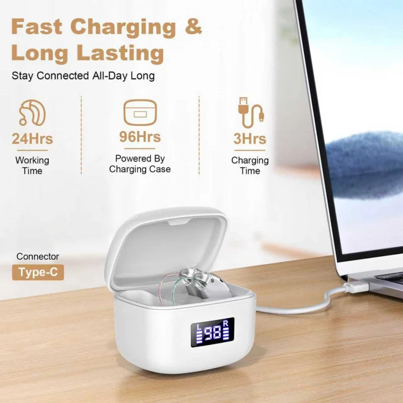Rechargeable Hearing Aid BTE Adjustable Sound Amplifier Elderly