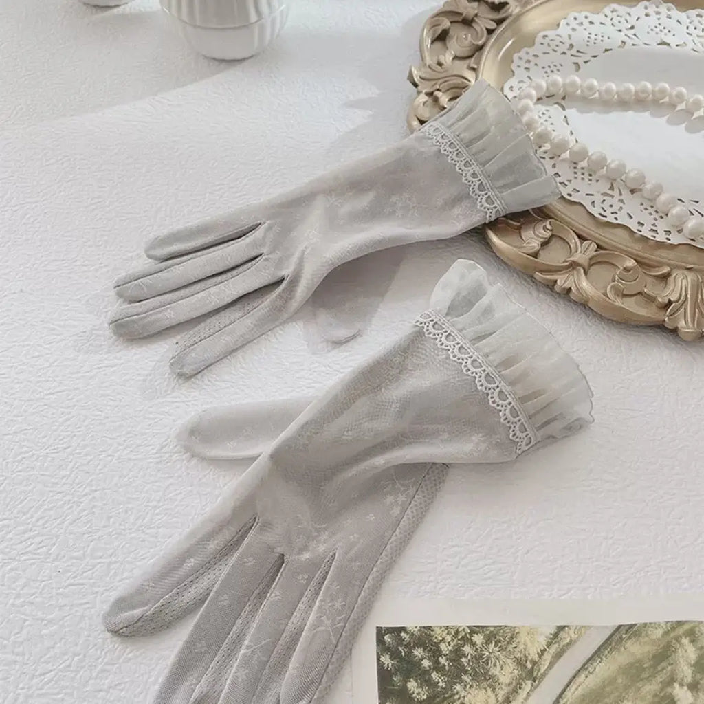 Women's sun protection gloves for outdoor driving cycling lightweight anti slip breathable fashionable sun protection in summer Zpaxo Grey gloves