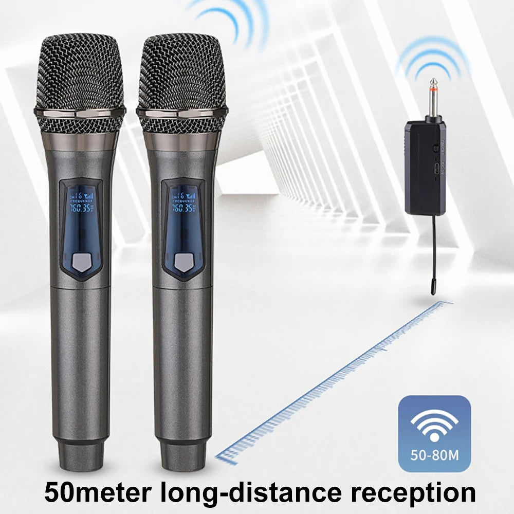 Wireless Microphone 2 Channels UHF Professional Handheld Mic Micphone