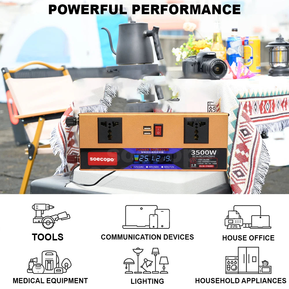 Smart Dual Voltage Inverter 3500W 12V 24V 48V 60V 72V 220V 110V USB