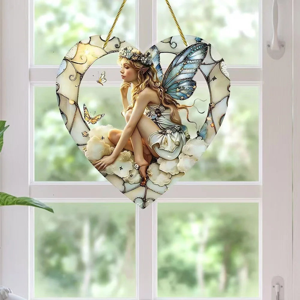 Heart Fairy Suncatcher – Acrylic Window Hanging Pendant Decor