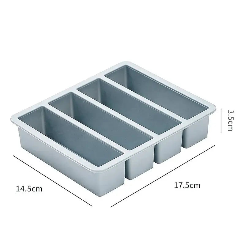 Food Storage Mold Giant Silicone Freezer Trays Lid 4-Cubes Zpaxo Without cover Blue