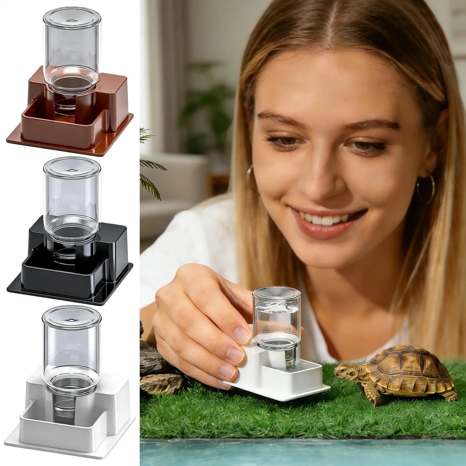 Automatic Dish Reptile Water Dispenser Reptile Tortoise Water Dish Gecko Drink Dispenser For Lizard Chameleon Snake Frog Hermit Zpaxo