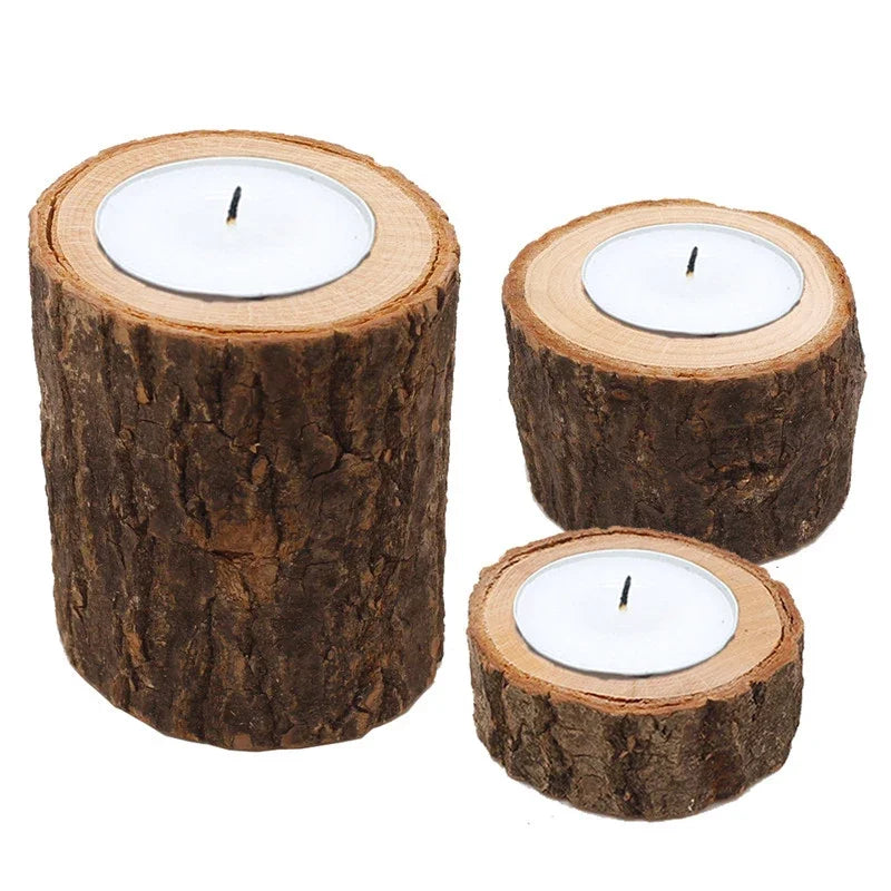 Wooden Candlesticks Succulent Plant Pots Trays Candle Holders Office