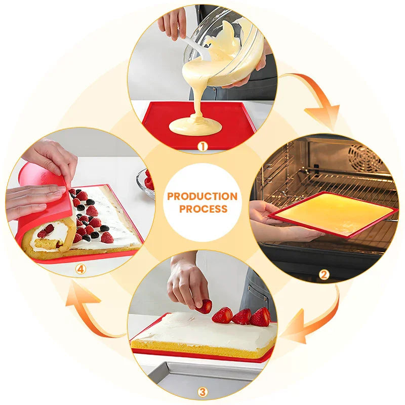 Multifunctional Silicone Cake Roll Mat Bakeware Tray Pan Painted Pad Zpaxo