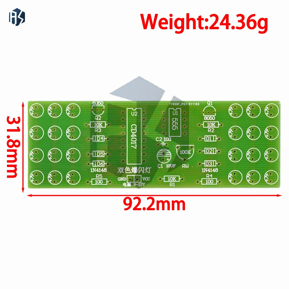 NE555 CD4017 LED Strobe Light Red Blue Dual-color DIY Electronic Zpaxo