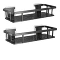 2pcs Black Wall Mounted Storage Shelf – Heavy Duty Plastic No Drill Organizer Rack with 2 Hooks, Corner Shelf for Bathroom Zpaxo As Pictured