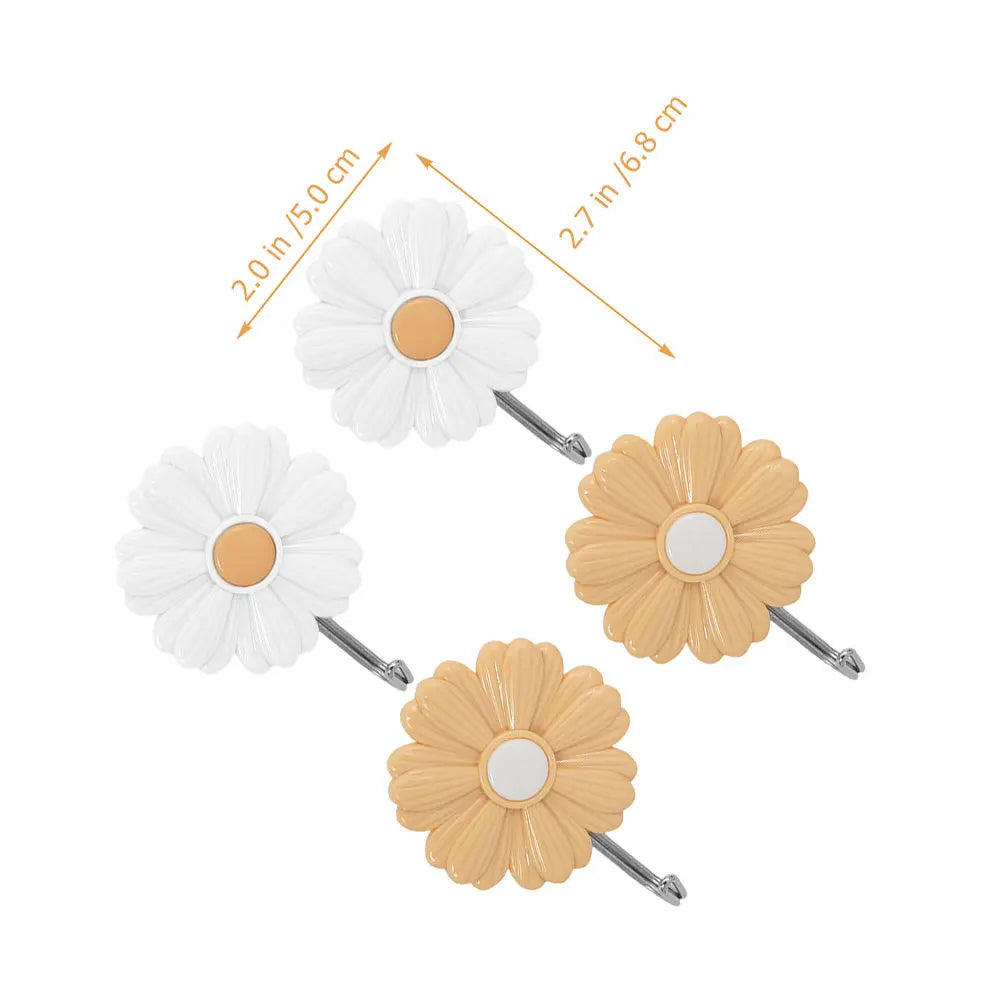 Small Wall Hooks Adhesive Daisy Flower Decorative Hook for Backpacks Coats Scarves Bath Towels Keys Wall Decor Kids Room Nursery
