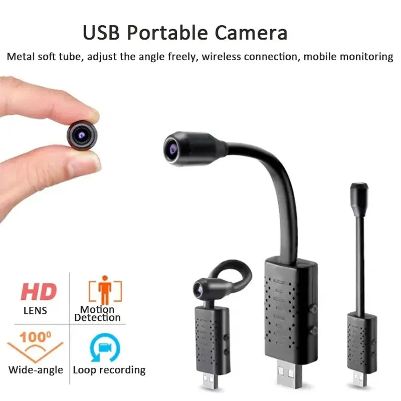 4K USB Surveillance Wifi Cameras Mini Flexible Lens Cable Motion