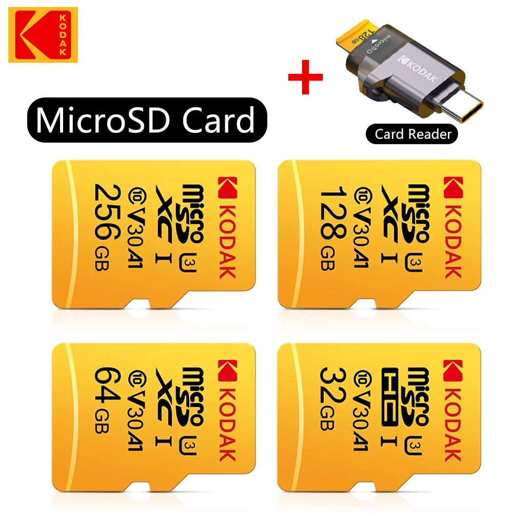 Kodak Micro SD Card 256GB 128GB 64GB 32GB Class10 U3 V30 High Speed Memory Card for Phone Tablet Camera Zpaxo