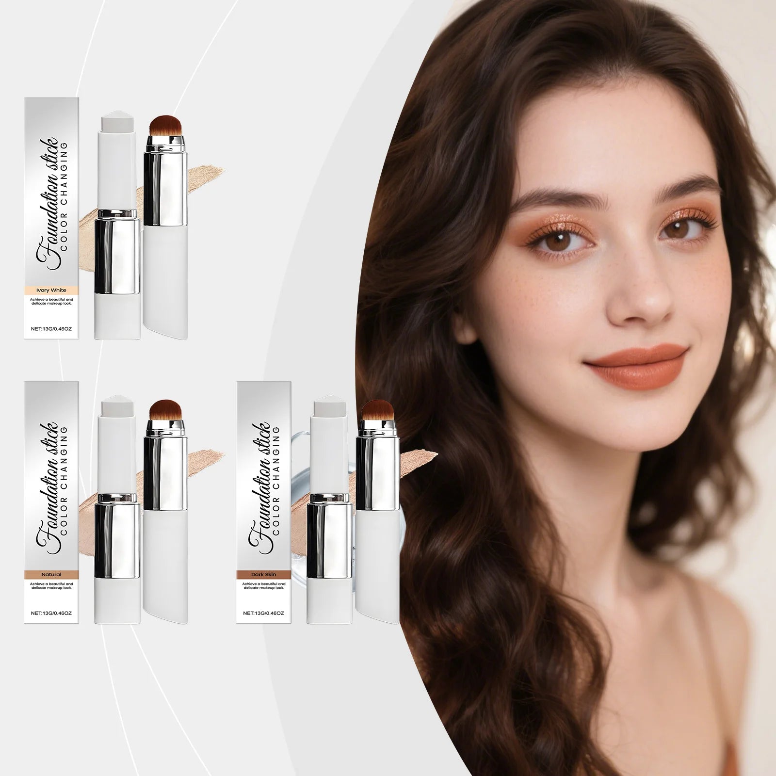 Hoygi 2-in-1 Foundation Concealer Stick with Brush | 3 Shades Foundation Concealer Stick Zpaxo