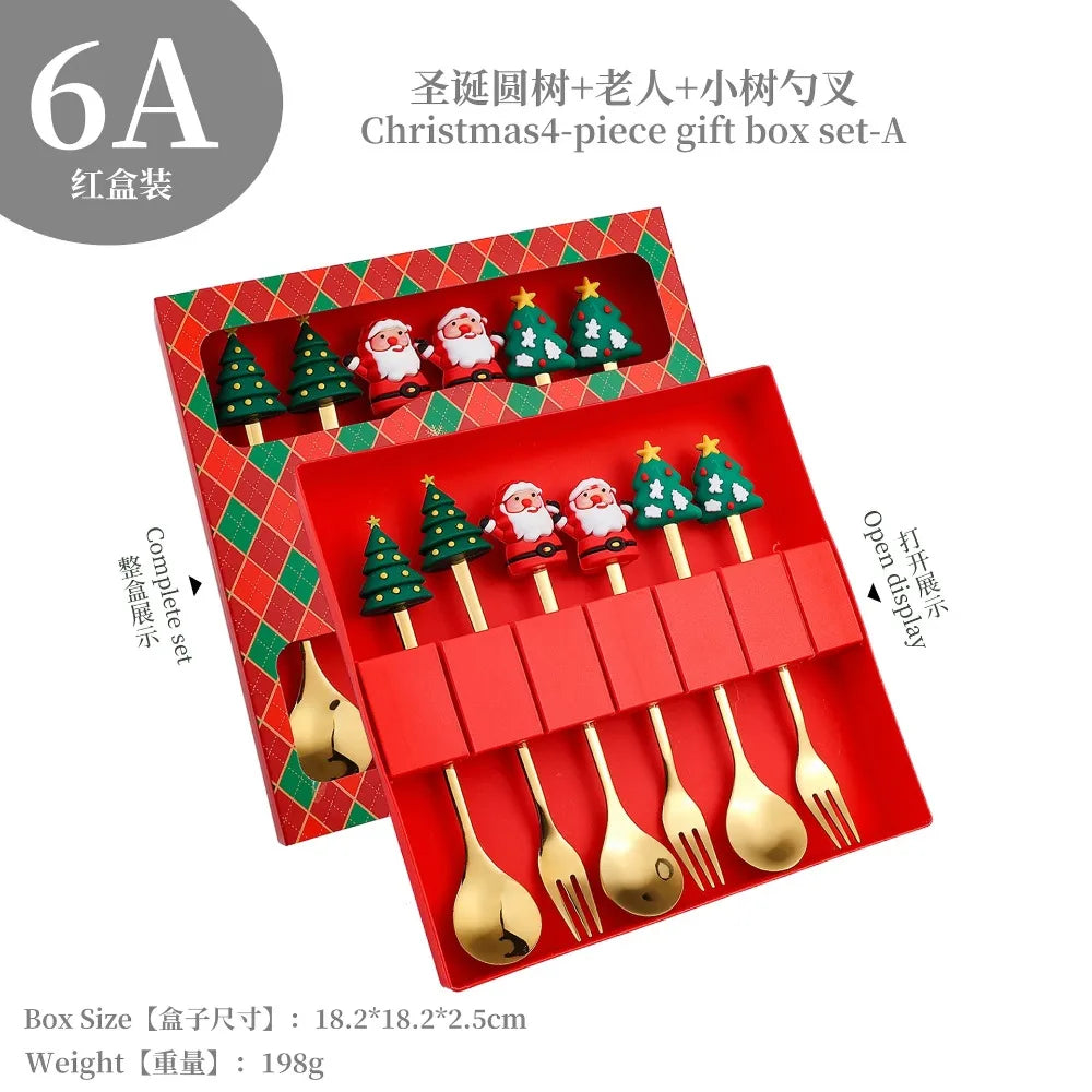 Christmas Creative Themed Dessert Spoon Fork Cartoon Pattern Design